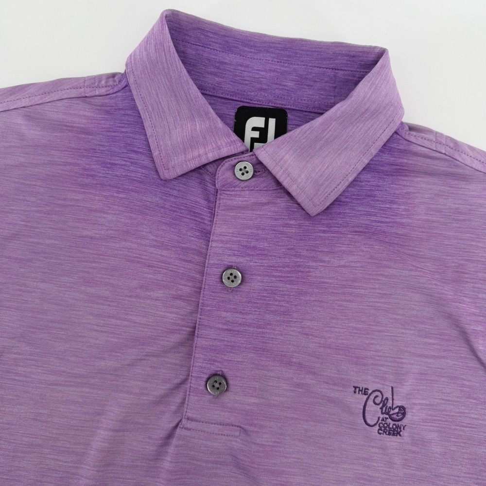 FootJoy Polo Shirt Men Medium Purple Space Dye The Club at Colony Creek Golf FJ